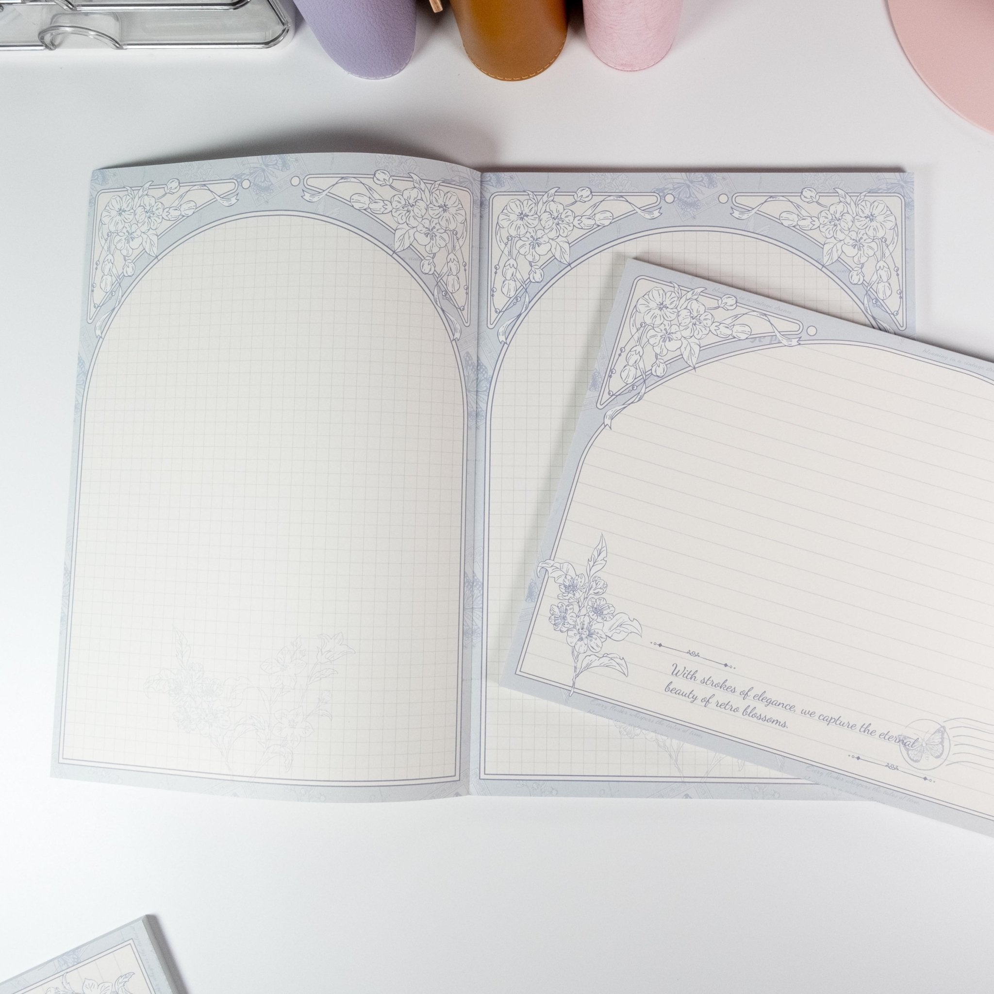 Bellflower B5 Notepad with vintage hand-drawn floral cover design by Shuhui - Miouva