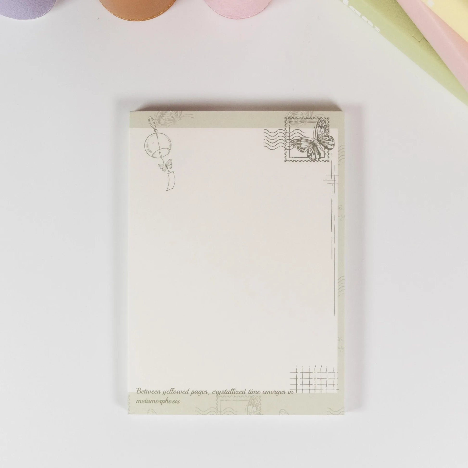 Butterfly Dreams letter paper showing detailed postal stamp motifs - Miouva