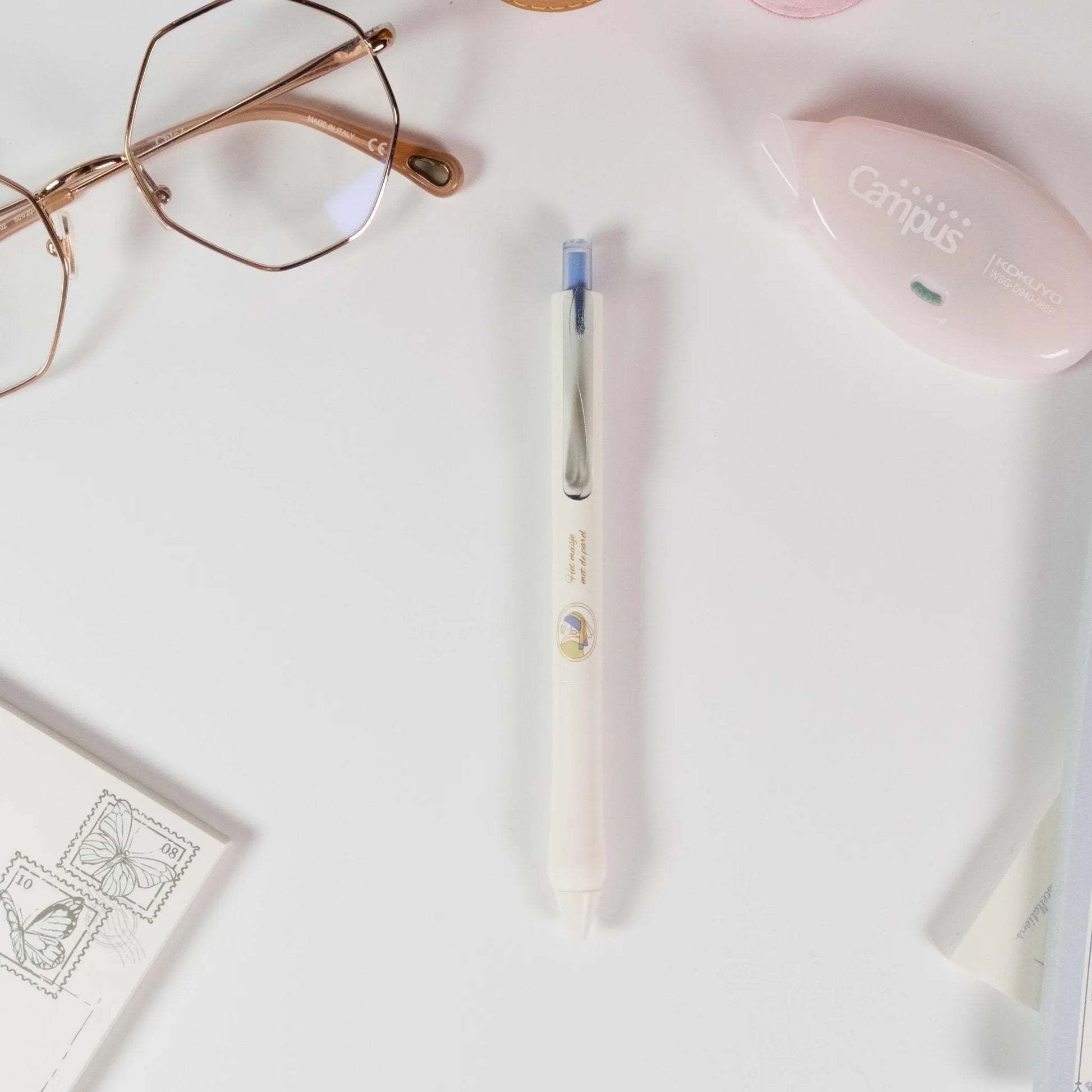 Classic Art Bunny Gel Pen variant inspired by Mona Lisa painting with playful bunny illustration - Miouva