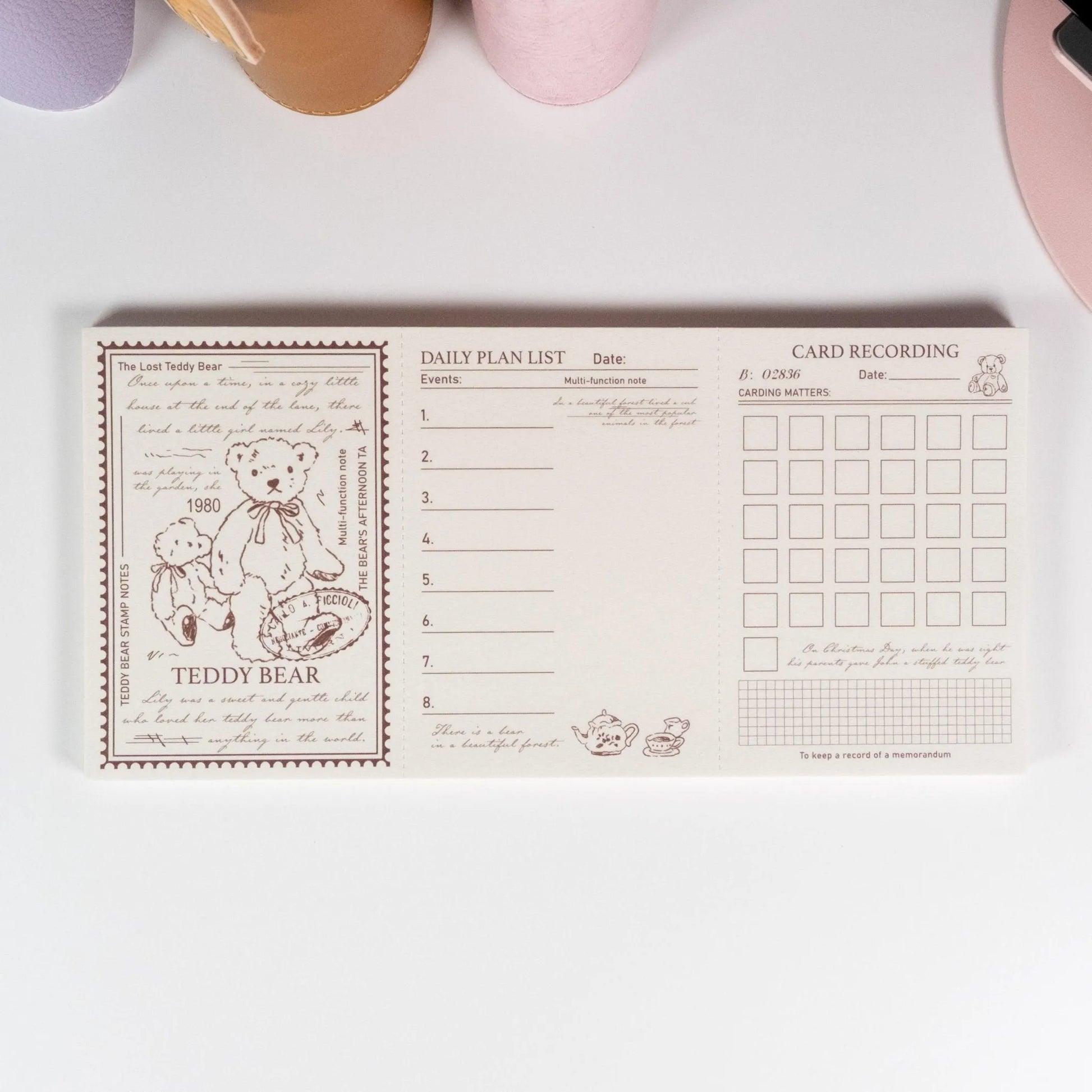 Lilith’s Stamp Memo Pad variant featuring hand-drawn bear illustration and warm neutral tones - Miouva