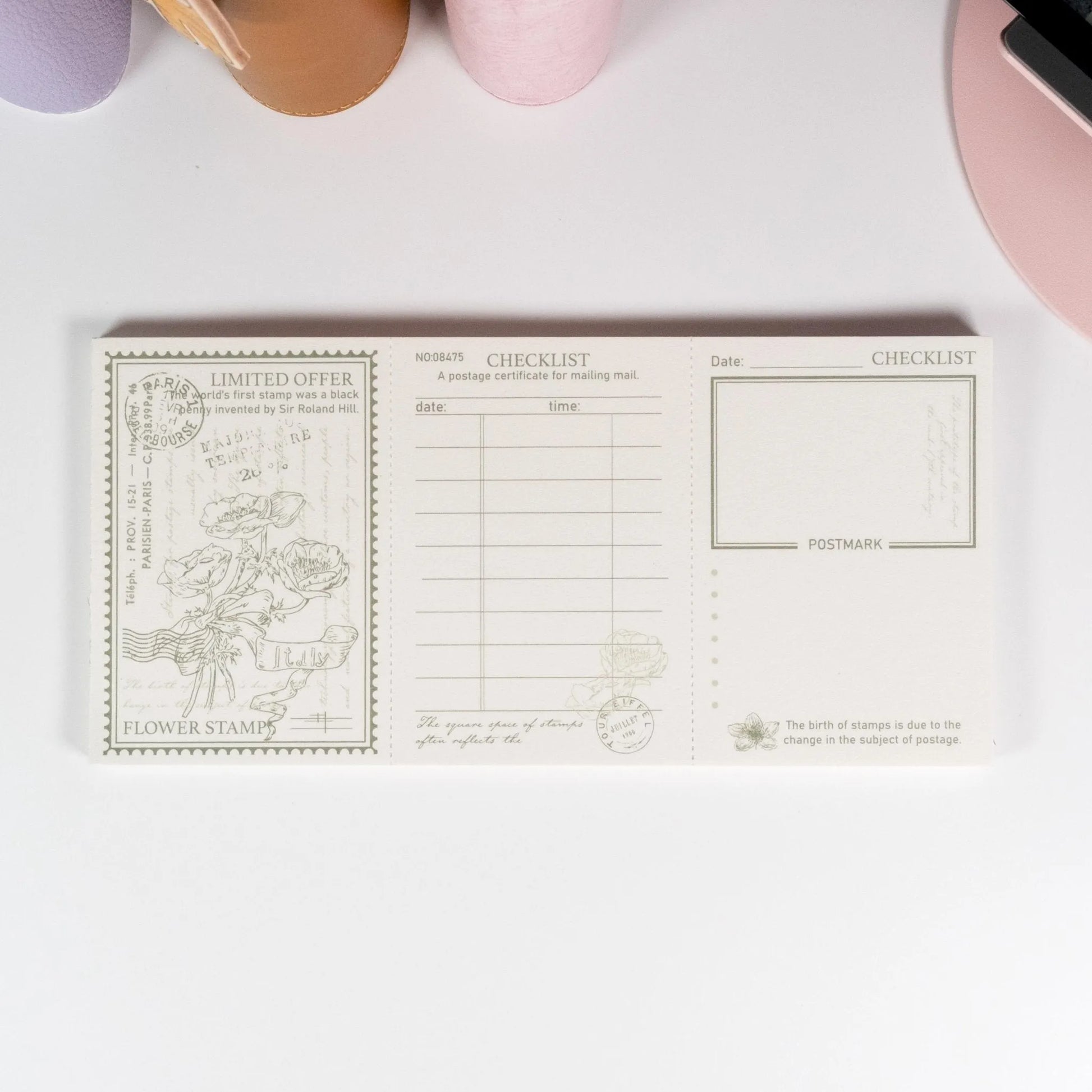 Lilith’s Stamp Memo Pad variant with delicate floral drawings in soft pastel colours - Miouva
