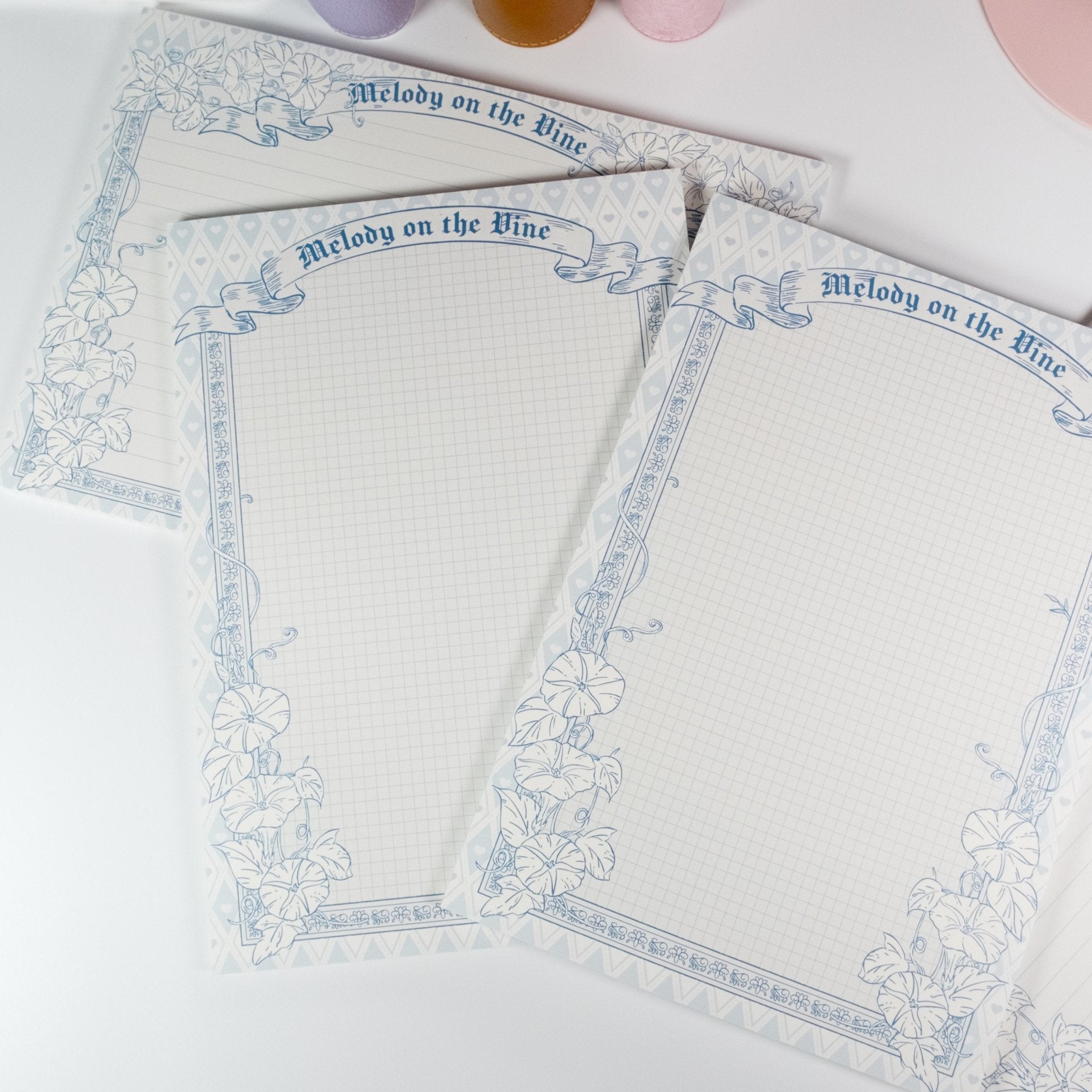 Morning Glory B5 Notepad by Shuhui with vintage floral cover design - Miouva