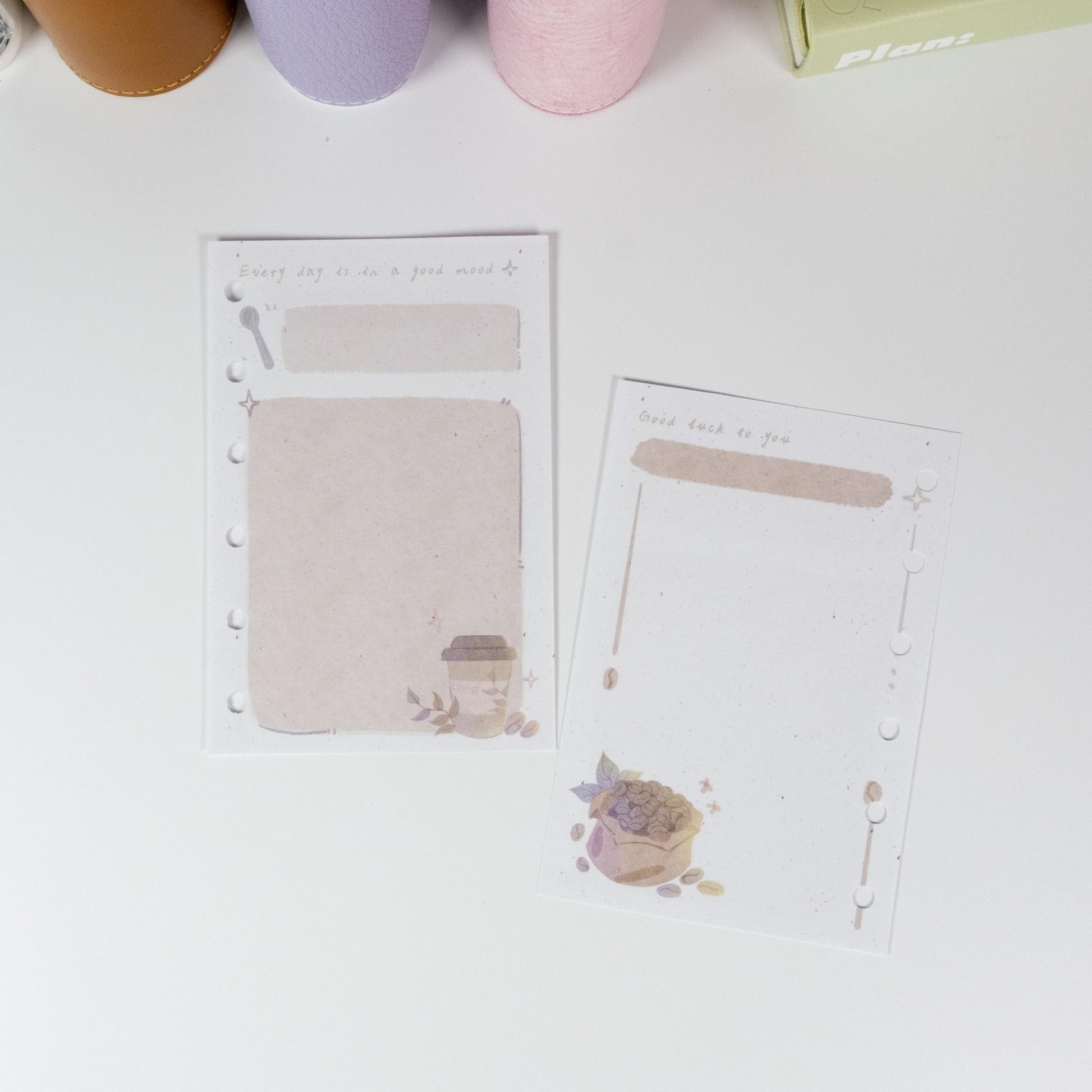 Pocket Coffee Notepad variant featuring coffee bean illustration in warm neutral shades and minimal style - Miouva