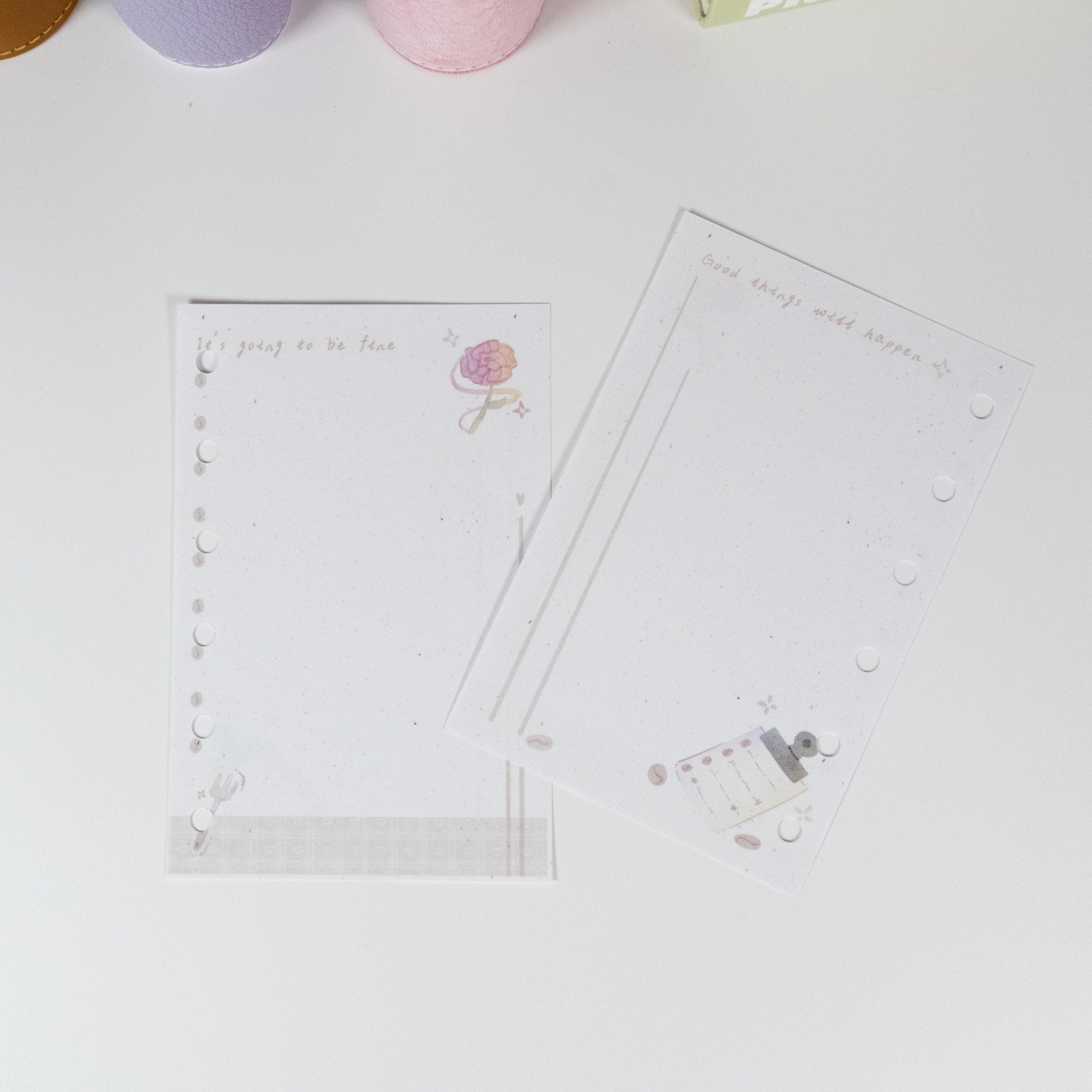 Pocket Coffee Notepad variant featuring rose and notebook illustration with soft brown and pink tones - Miouva