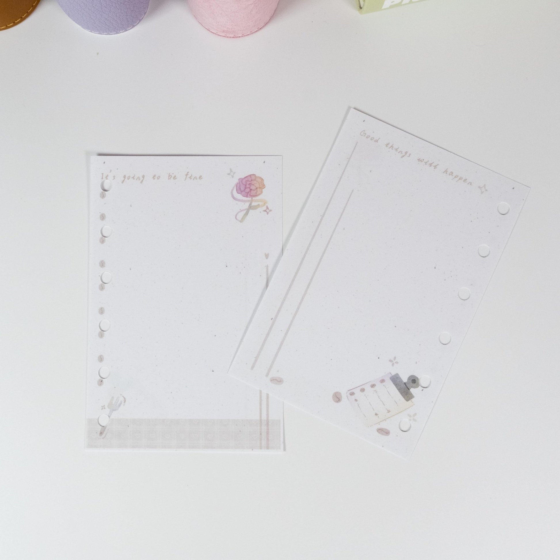 Pocket Coffee Notepad variant featuring rose and notebook illustration with soft brown and pink tones - Miouva