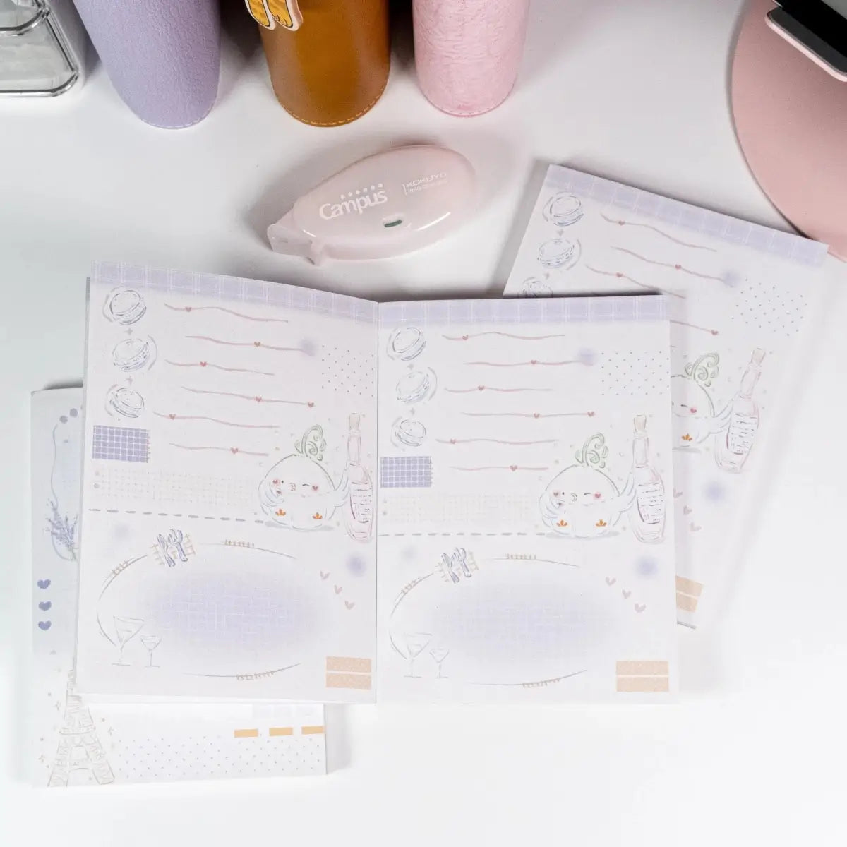 Little Chirp A6 Notepad with hand-drawn bird illustrations on FSC 120gsm paper, soft pastel design - Miouva