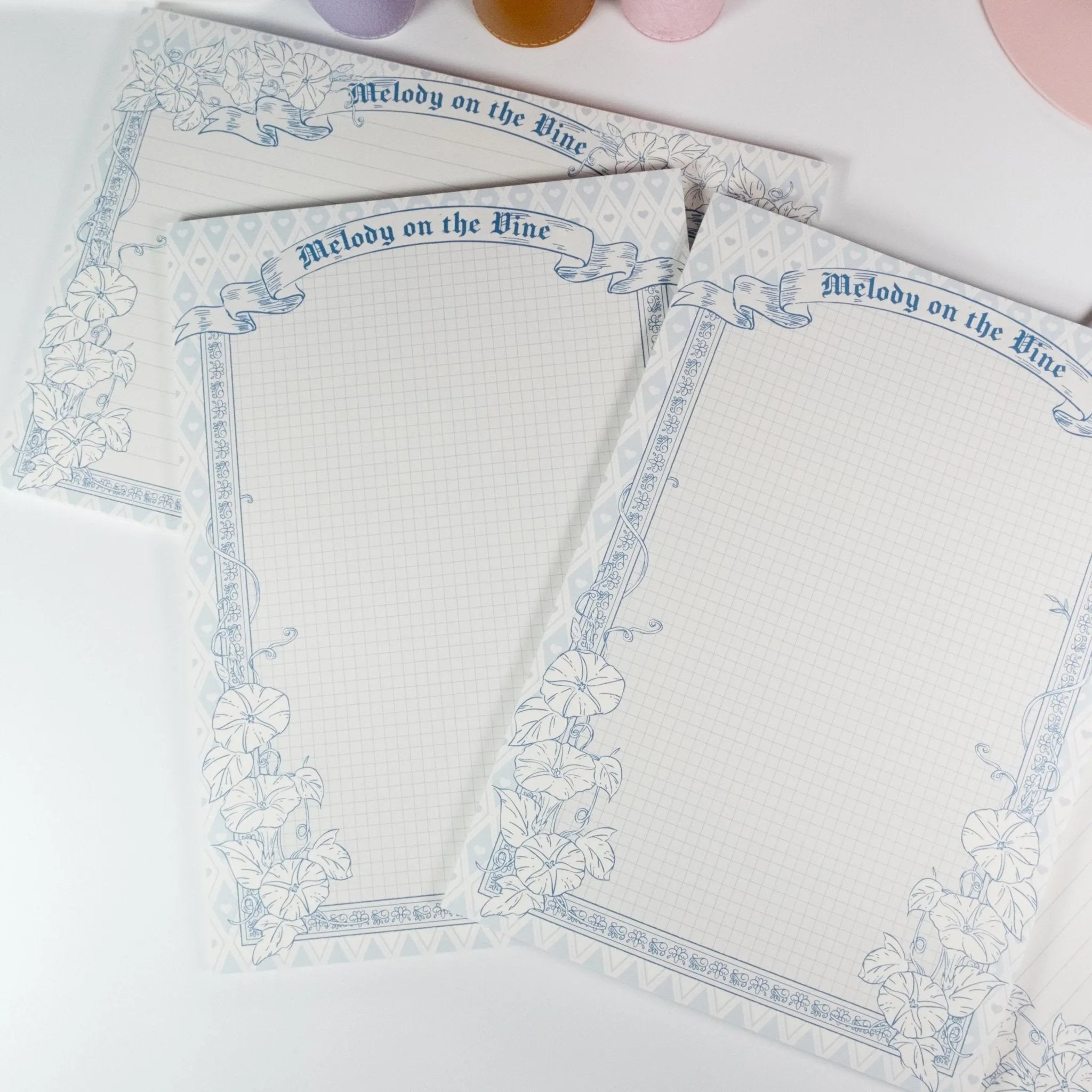 Morning Glory B5 Notepad by Shuhui with vintage floral cover design - Miouva